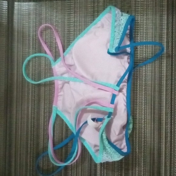 Victoria's Secret Itsy culotte pink green teal bikini with full coverage on t - Picture 5 of 9